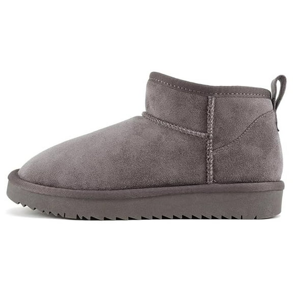 Soda MUTUAL Women's Low Platform Sherpa Lined Ankle Boots - Gray Imitation Suede - Size 8