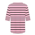 thumbnail image 5 of Half Sleeve Tops for Women Striped Color Block Printed Dressy Casual Crew Neck Basic Tees Shirt Loose Oversized Soft Cotton Tunic Blouse, 5 of 6