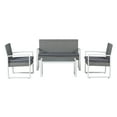thumbnail image 7 of Elina 4-Piece Modern Coastal Faux Wicker Conversation Outdoor Patio Set, White/Gray, 7 of 7