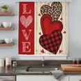 thumbnail image 4 of Valentine's Day Semi Sheer Curtains Drapes for Living Room,Bedroom,French Doors Window 84 Inches Long,LOVE Heart Red Buffalo Plaid Leopard Spot Rod Pocket Chiffon Curtain Voile Drapery Panel, 4 of 8