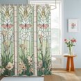 thumbnail image 4 of Shower Curtains for Bathroom, Butterfly Flowers Waterproof Fabric Shower Curtain, Vintage Stained Glass Green Spring Decorative Bathroom Curtain for Bathtub, 36"x72", No Hooks Included, 4 of 9