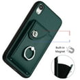thumbnail image 6 of Wallet Case Compatible for iPhone XR with Card Holder, Rotation Finger Ring Kickstand Card Slots Case, Classic PU Leather Shockproof Magnetic Button Cover for iPhone XR, Green, 6 of 6