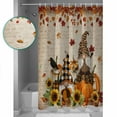 thumbnail image 4 of Gnome Pumpkin Shower Curtain, 66" x 72", Thanksgiving Sunflower Leaf Bird Waterproof Bathroom Curtain Washable Shower Curtain Set with 12 Hooks, 4 of 6