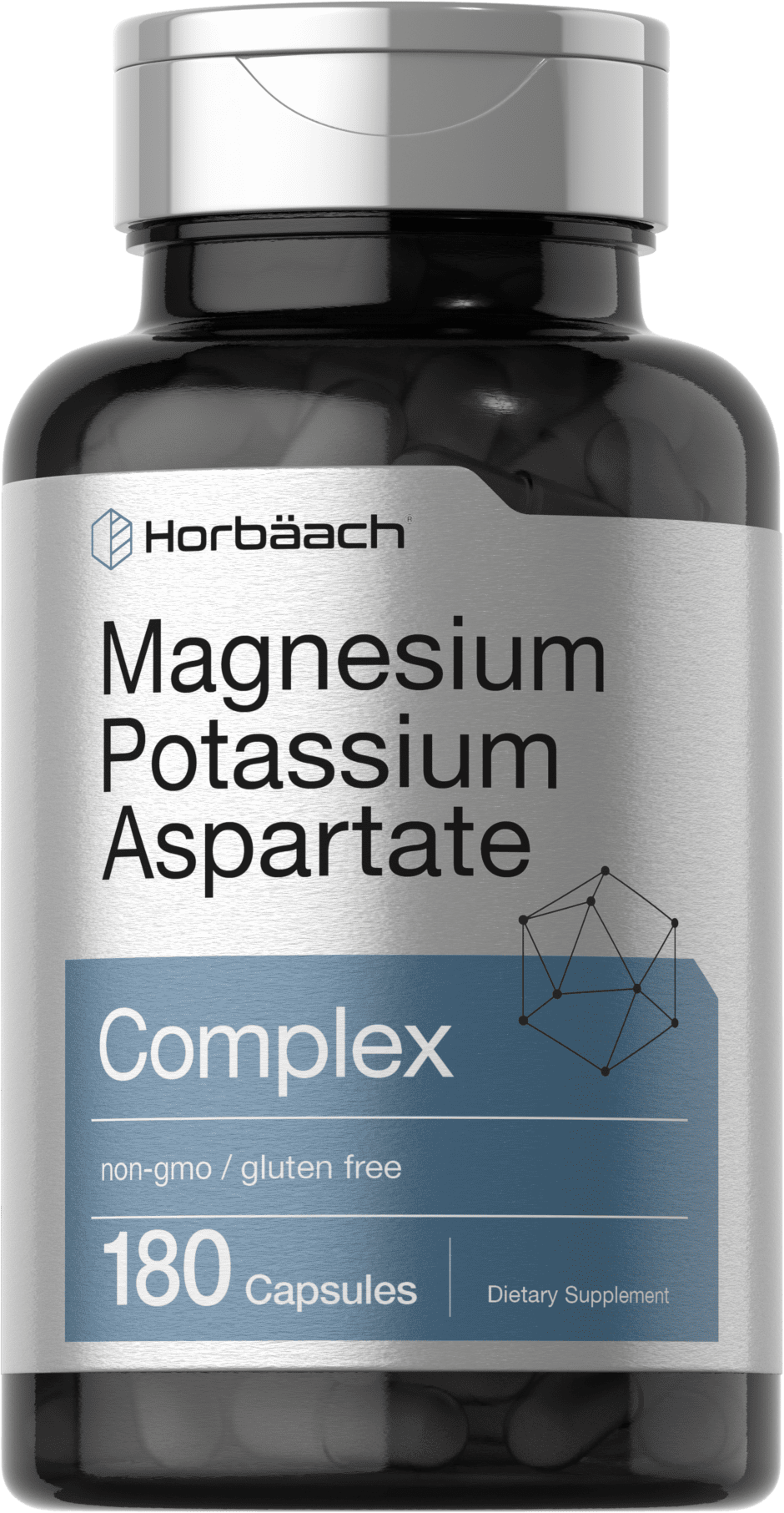 Magnesium Potassium Aspartate Complex | 180 Capsules | by Horbaach ...