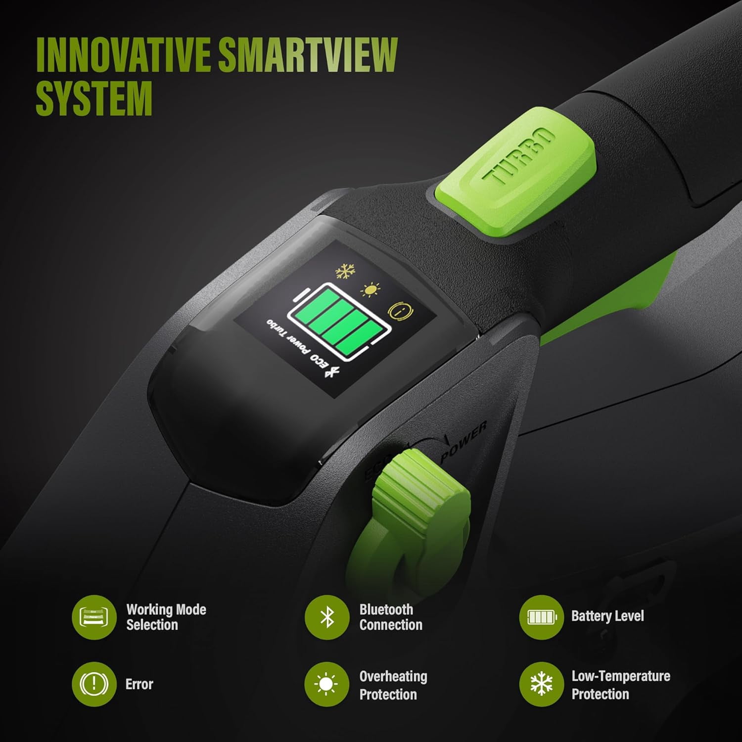 SUNTEK 40V 650CFM Cordless Leaf Blower with 4.0Ah Battery and Rapid Charger, IOT and APP Connection