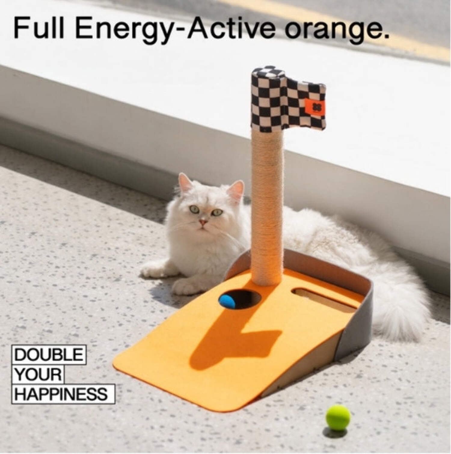 Elassy Golf Themed Putting Green Cat Tree with Scratching Post, 18 Degree Slope, 3 Colorful Balls  Hole in ONE Game, Fun Golf Gifts