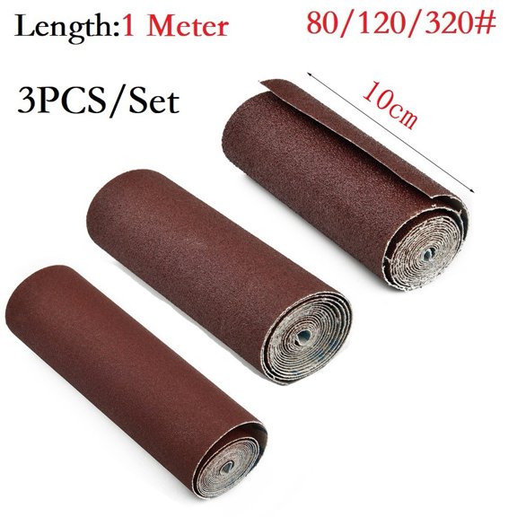 3PCS 1M 80-320 Grit Emery Cloth Roll Polishing Sandpaper For Grinding Tools