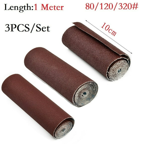 3Pcs 1M 80-320 Grit Emery Cloth Roll Polishing Sandpaper for Grinding Tools