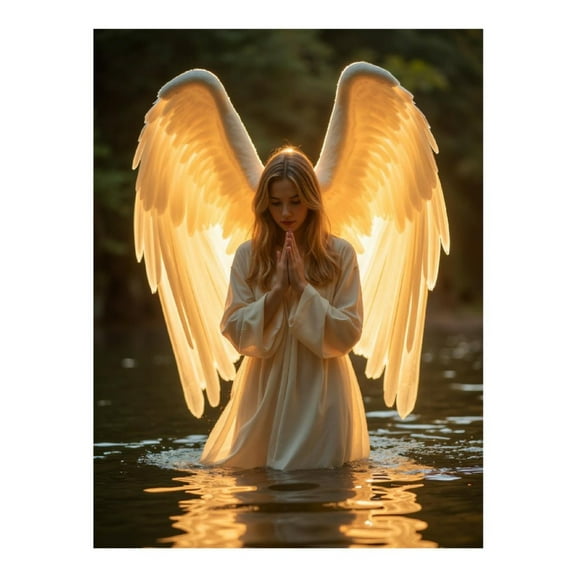 Diamond Art Kit for Adults, Golden Wings Angel In Water Diamond Painting for Adults Beginners, 5D DIY Diamond Art Painting Kits, Colorful Diamond Painting Craft for Home Decor 12x16