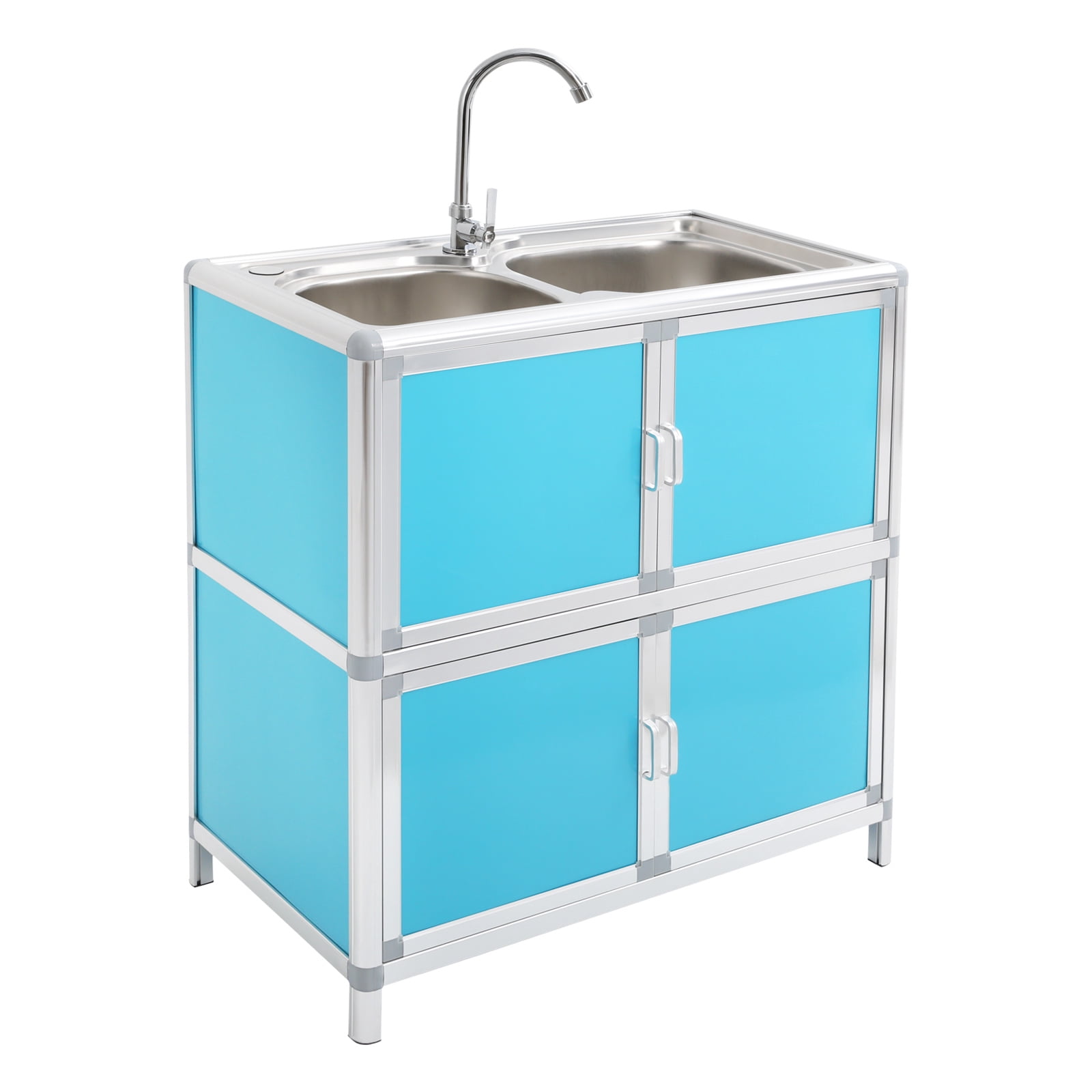 Kitchen Sink with Cabinet, Utility Sinks with Faucet, Freestanding Sink with Storage for Home Kitchen(Blue)