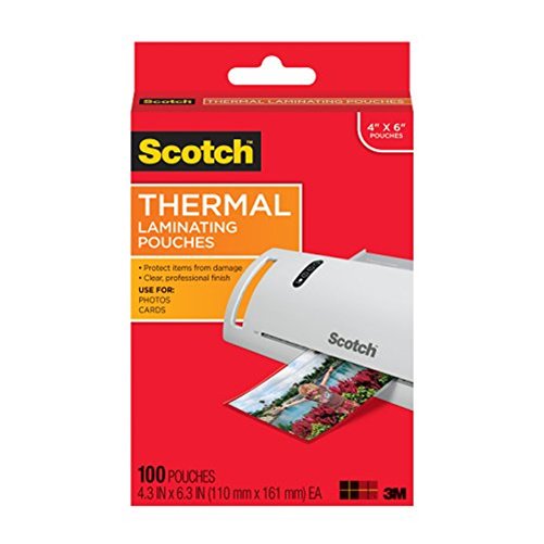 Scotch Thermal Laminating Pouches 4.3" x 6.3" 100 Pouches TP5900100