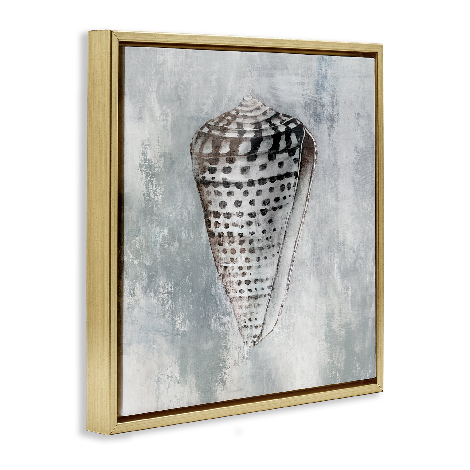 Stupell Industries Organic Cowrie Shell Nautical & Beach Painting Gold Floater Framed Canvas Art Print Wall Art, 25 x 25