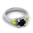 thumbnail image 3 of 2.50 Carat Round Cut Black Onyx & Peridot Gemstone Latest Anniversary Ring for Ladies Solid 14K White Gold Size 7 by Diamond-Capitals, 3 of 8