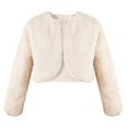 thumbnail image 3 of Fewfanhot Fuzzy Faux Fur Long Sleeve Bolero Shrug, Single Button Cropped Dress Cover Up Jacket for Girls Gifts, 3 of 5