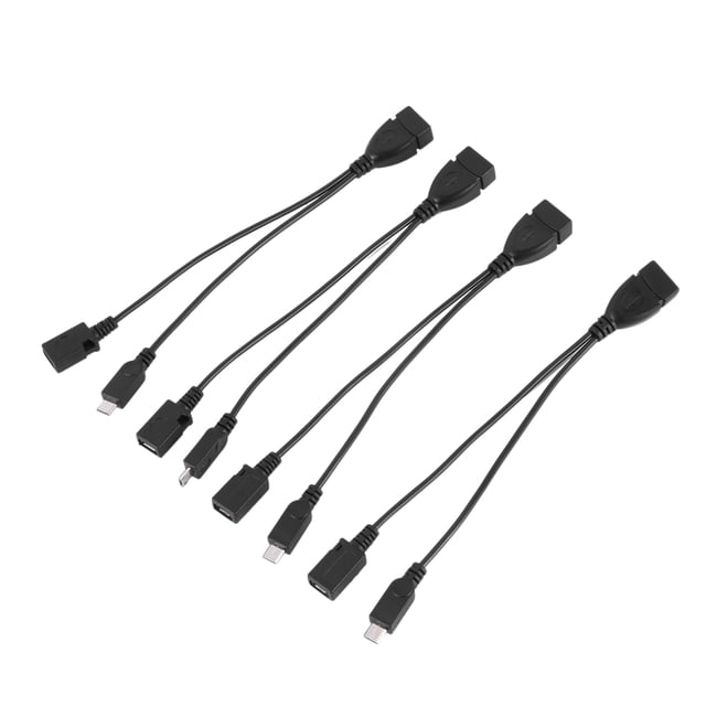 4-Pack Mini OTG Cable Adapter,2-In-1 Powered -USB to USB Adapter(OTG Cable + Power Cable) for Streaming Sticks Etc,4 x USB OTG cable,Black