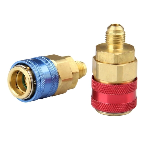 2Pcs HVAC Quick Coupler Set High & Low Pressure HVAC Quick Coupler for Car Air Condition Refrigerant Adapter