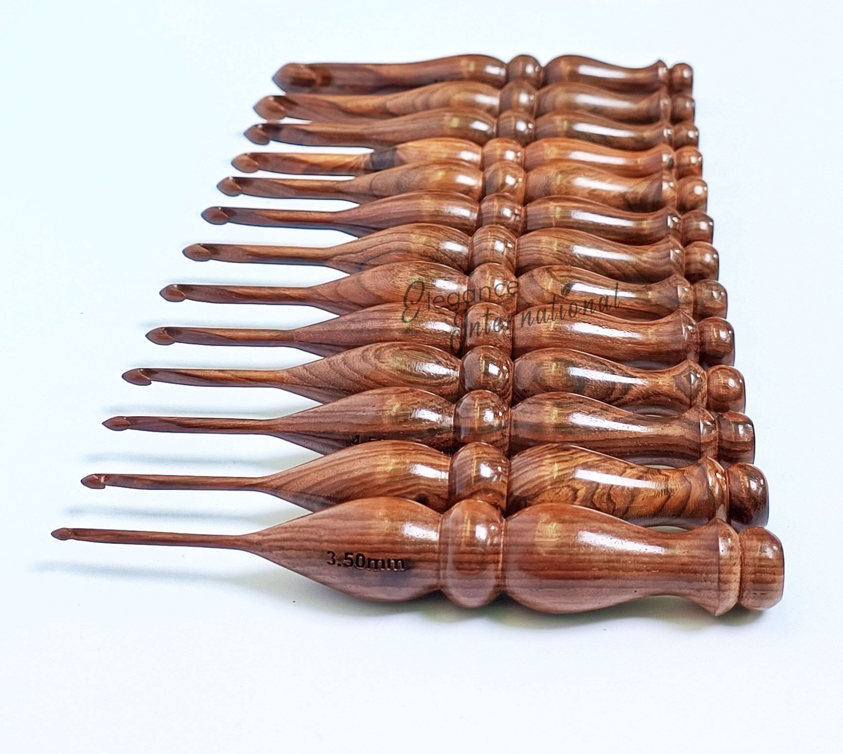 Wooden Crochet Hooks Set of 13-3.5mm to 12mm - Rosewood Crochet Hooks for Arthritic Hands - for Crocheting & Knitting - Ergonomic Soft Grip Handle Crochet Hooks - Gifts for Her(Dsg3,Hooks,Bowl,Stand)
