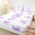 thumbnail image 3 of Homewish Dreamy Purple Bowknot Queen Sheet Sets for Girl, Kawaii Initial J Letter Flat and Fitted Sheet, Princess Style Super Cozy Room Decor, 4 Pieces, 3 of 7