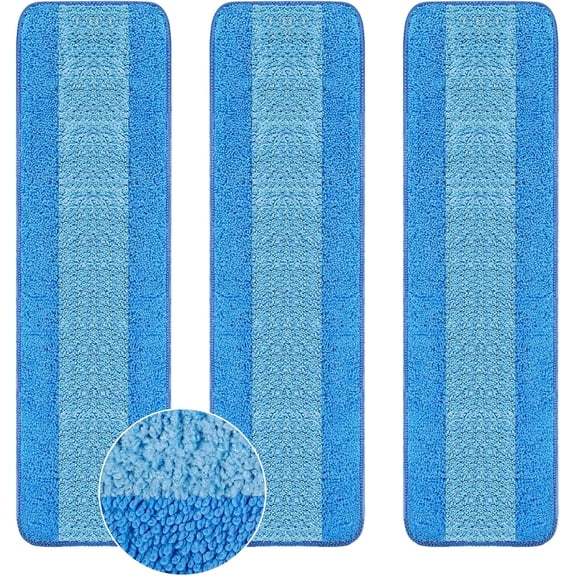 Microfiber Cleaning Pads, 18-Inch Microfiber Mop Pads Compatible with Bona Mop, Washable and Reusable Mop Pad Refills for Hardwood Tile Laminate Floors-3PCS