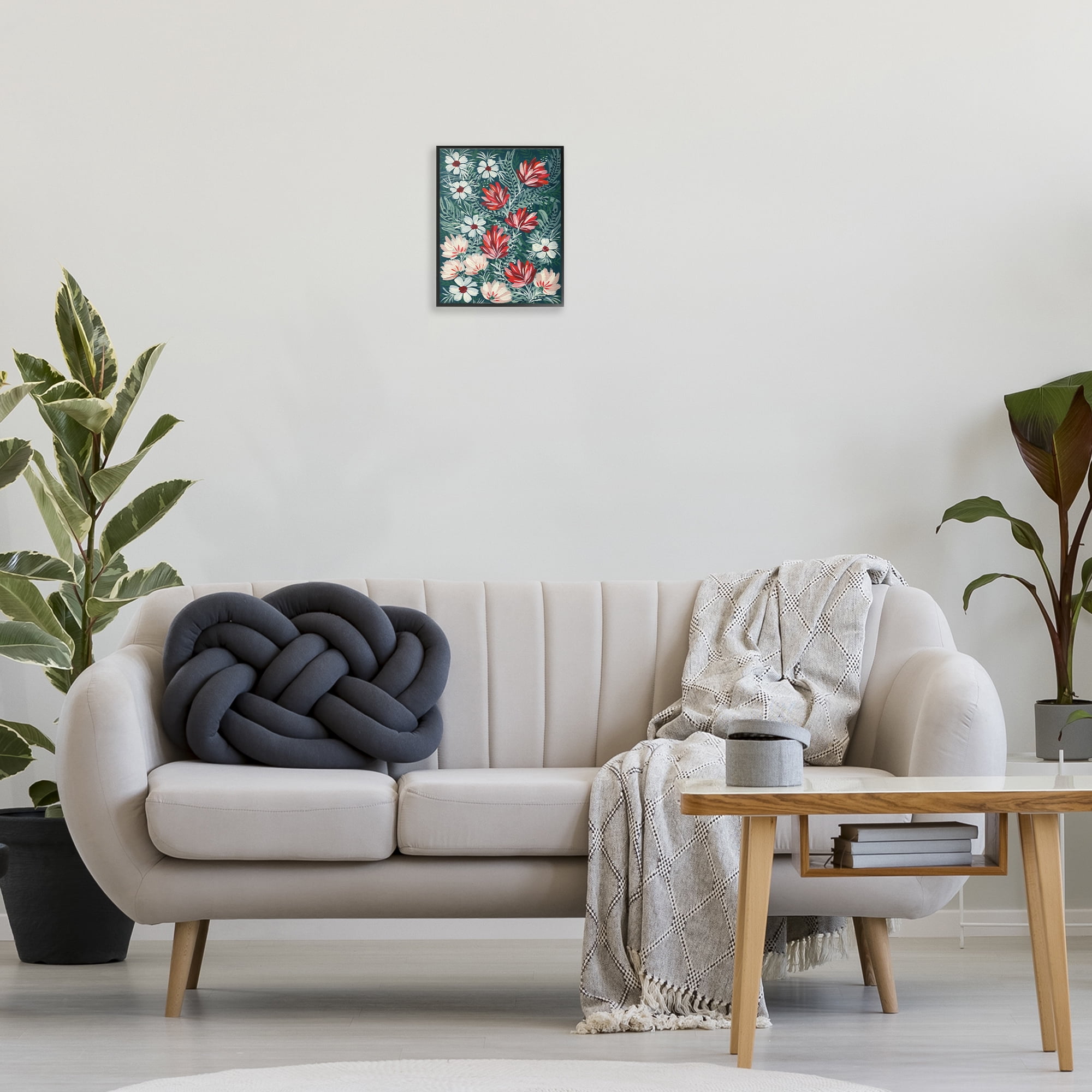 Stupell Industries Folksy Floral Pattern Botanical & Floral Painting Black Framed Art Print Wall Art, 11 x 14