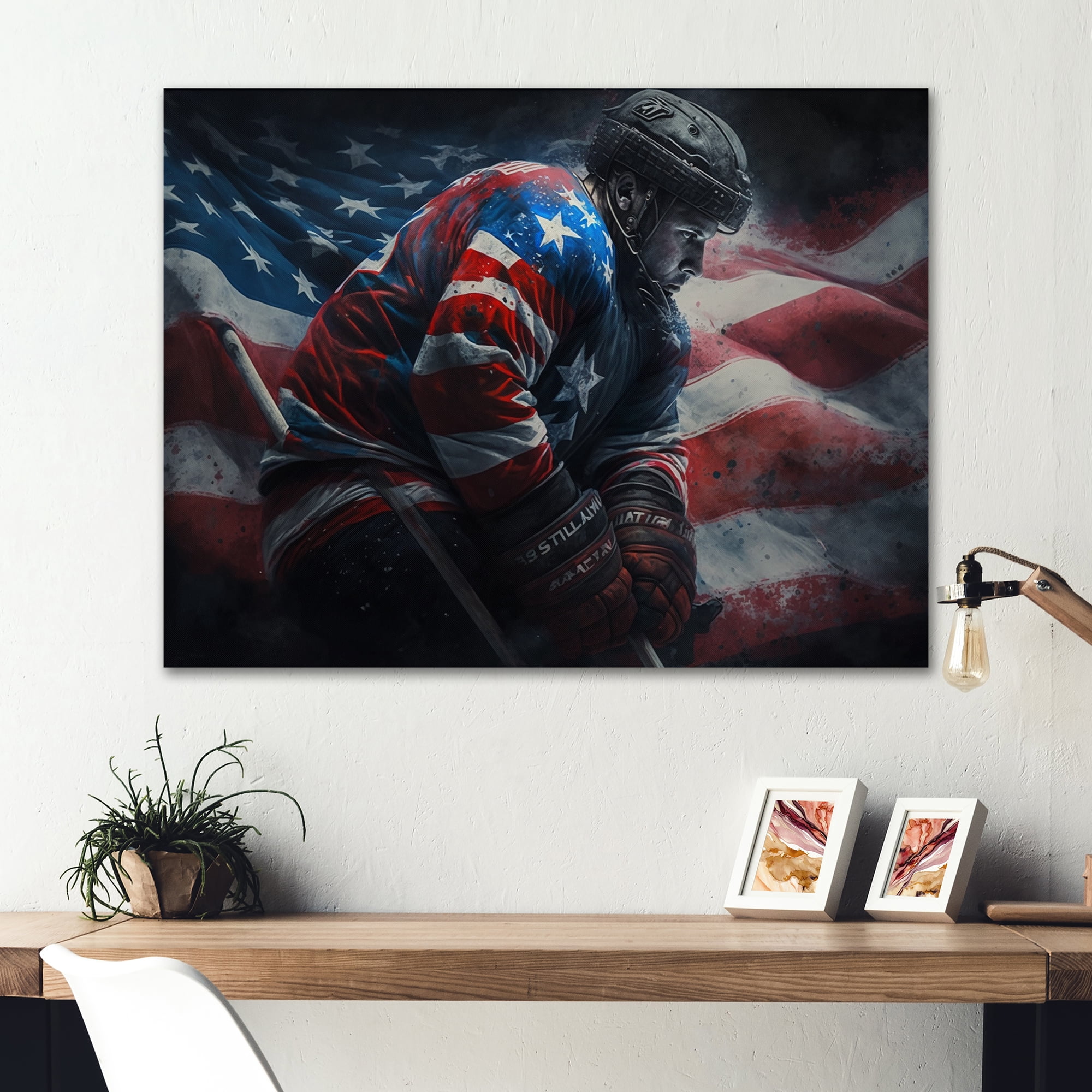 Designart Hockey Player On Break IV Canvas Wall Art