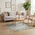 thumbnail image 3 of ODIKA 4'x6' Sage Green Boho Cottagecore Vintage Washable Area Rug Distressed Garden Bloom Pastel Botanical Repeat Refined Edge Non-Slip, Chair-Friendly, Flatwoven for Home Office, Under Desk, 3 of 7