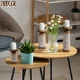 thumbnail image 2 of Luxe Designs | White Hand Carved Mango Wood Pillar Candle Holders - Set of 3 Candlestick Holder - Table Centerpieces - Size 6", 8", 10”, 2 of 7