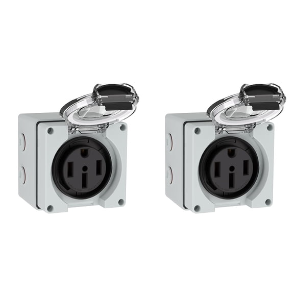 2X 50Amp Power Outlet Box,125/250Volt NEMA 14-50R Receptacle Outdoor Dustproof and Weatherproof for Electric Vehicles