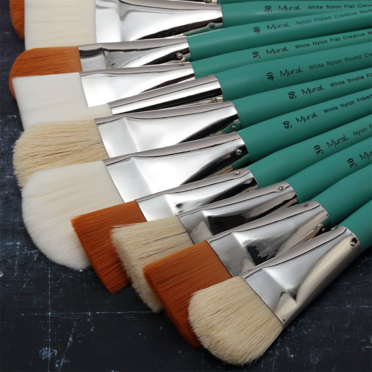 Creative Mark Art Supplies Large Mural Synthetic White Filament Paint Brush - Round #30 - Artist Supplies for Acrylics, Watercolors, and Oils - Durable, Resilient, Seamless Ferrules