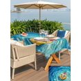 thumbnail image 5 of Outdoor Tablecloth with Umbrella Hole for Patio/Picnic/Party/Camping, Summer Santa Waterproof Table Cloth Rectangle Table Cover Washable, Blue Ocean Oil Painting Swimming Ring (60"x 120"), 5 of 8