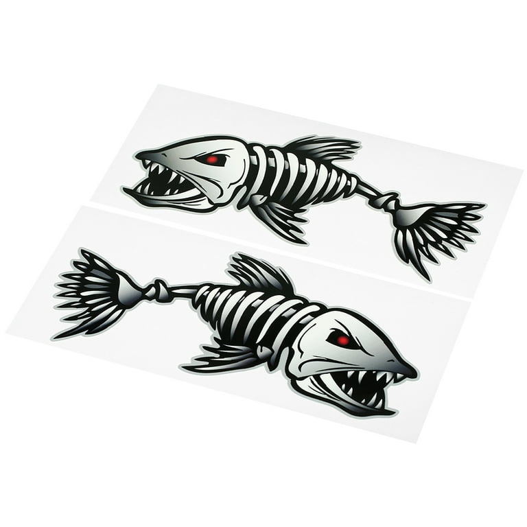 2 Pieces Fish Mouth Stickers Skeleton Fish Stickers Fishing Boat Canoe Kayak Graphics Accessories, Size: Color2