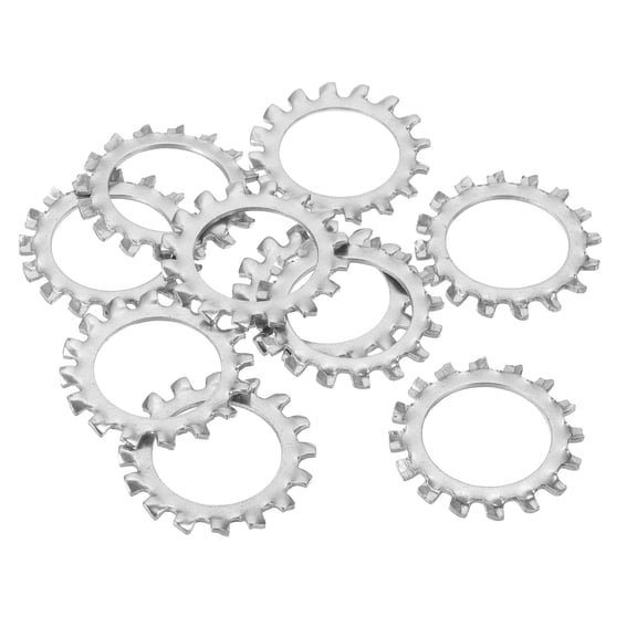 10 Pack 304 Stainless Steel External Tooth Lock Washers, M22 Star Locking Washers for Screw Bolt Mechanical Equipment Fasteners, Silver