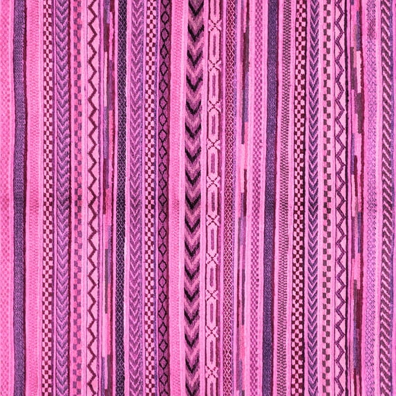Ahgly Company Indoor Square Abstract Pink Modern Area Rugs, 6' Square