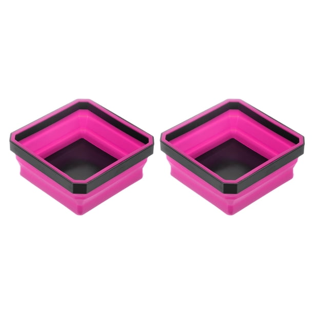 Uxcell 2Pcs Bandeja de Piezas Magnéticas Plegable Trays de Herramientas Cuadradas Pequeñas Organizador de Piezas Metálicas Rojo Rosa