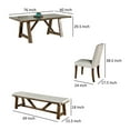 thumbnail image 5 of Jule 6pc Dining Set, Brown Rectangular Table, Chairs, Bench w White Seats, 5 of 5