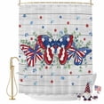 thumbnail image 2 of Independence Day Butterfly Shower Curtain, 72" x 84", Country American Flag Butterfly Star Wood Grain Waterproof Bathroom Curtain Washable Shower Curtain Set with 12 Hooks, 2 of 9