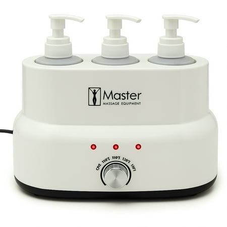 Master Massage Oil and Lotion Warmer with 3 Bottles, White, 11"