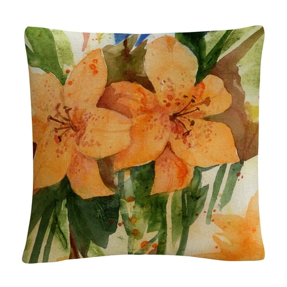 Tiger Lilies' Orange Modern By Sheila Golden 16 X 16 Decorative Throw Pillow