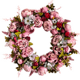 thumbnail image 4 of Zoey 23" Light Purple Faux Peony Flower Wreath, All Season Artificial Floral Wreath for Front Door, Indoor Outdoor Farmhouse Decor, Spring Summer Wedding Wall Accent Fall Autumn, 4 of 5