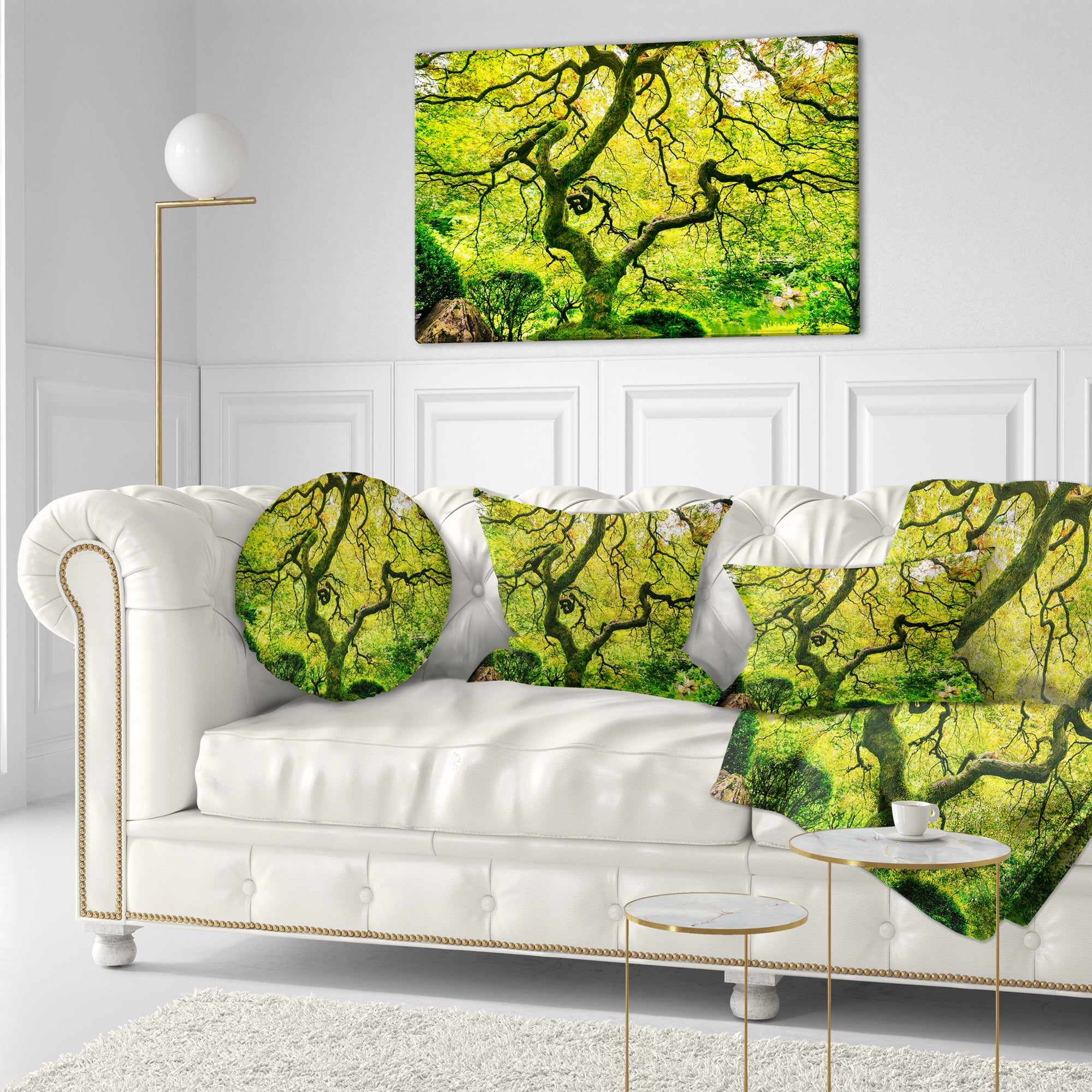 Designart Amazing Green Tree - Photography Throw Pillow - 12x20