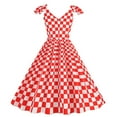 thumbnail image 5 of XFLWAM Women's 1960s Vintage Dress Cute Ruffle Sleeve Sun Dress Plaid A-Line Swing Cocktail Party Dress Retro Rockabilly Prom Dress, 5 of 8