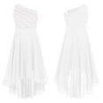 thumbnail image 5 of Yartina Kids Girls One Shoulder Formal Dress A-Line Sleeveless High Low Chiffon Wedding Party Gowns Ivory 10, 5 of 6