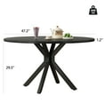 thumbnail image 6 of MAYEERTY 47"Round Modern Dining Table Fits 4-6, Farmhouse Style,Metal Frame for Kitchen/Dining Room, Black, 6 of 8