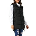 thumbnail image 4 of INSPIRE CHIC Women's Long Puffer Vest Winter Hooded Sleeveless Down Jackets with Pockets M Black, 4 of 6