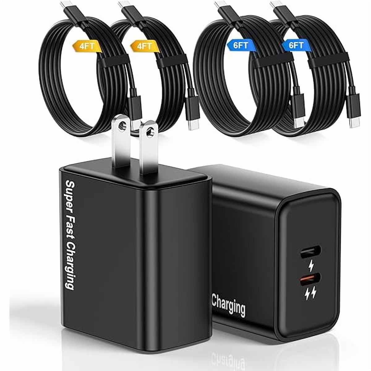 can 55W Dual USB C Charger, 45W+10W Type C Charger Fast Charging with 4Cables, PPS PD 3.0 Phone Charger for Samsung Galaxy S25 Ultra/S24/S23, Pixel
