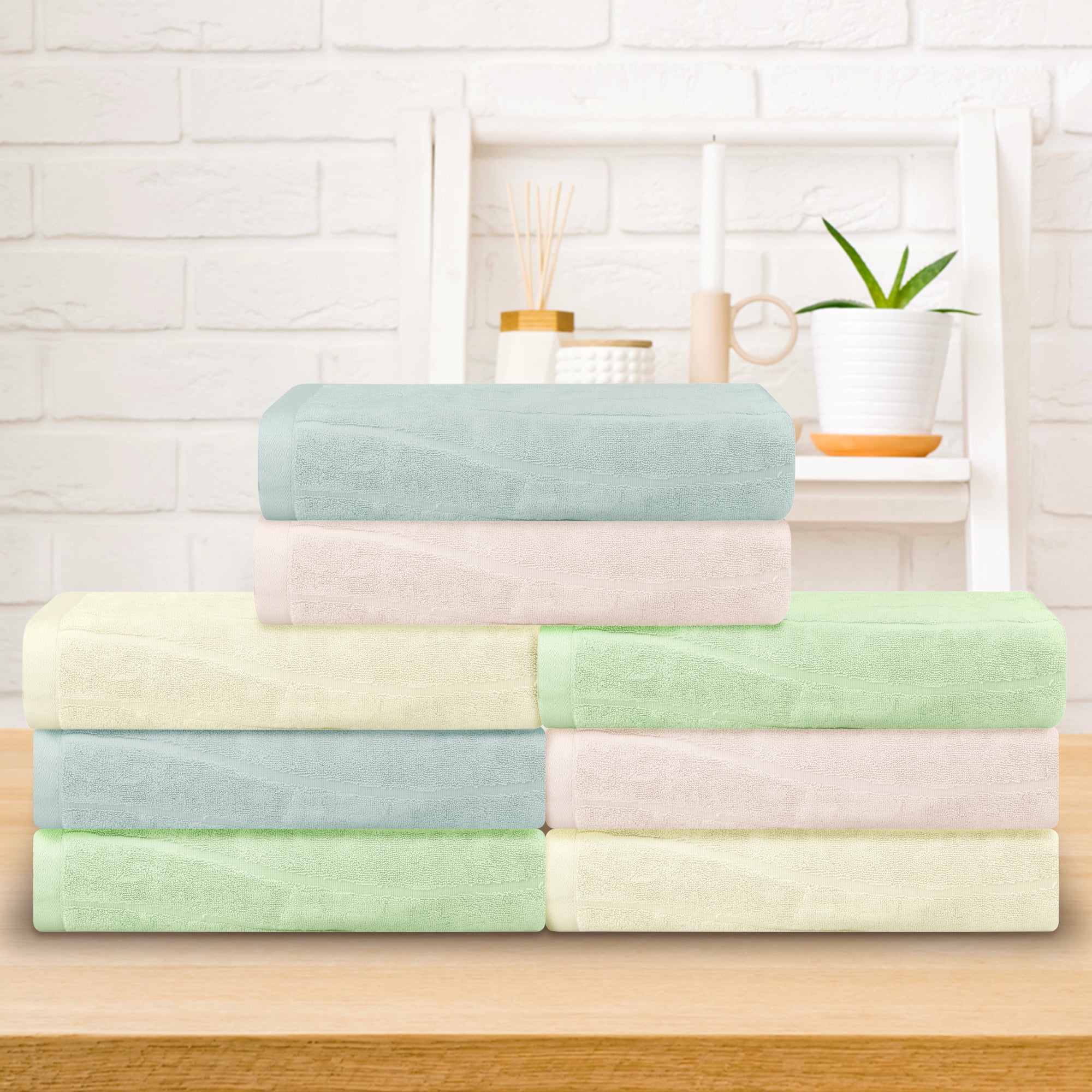 Unique Bargains 100% Cotton 2 Pcs Bath Towels Light Weight and Highly Absorbent Towels Blue 28" x 56"
