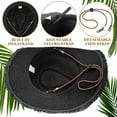 thumbnail image 6 of EINSKEY Straw Cowboy Hat with Fringe Shapeable Brim, Beach Cowgirl Hat with Chin Strap, Black, 6 of 6