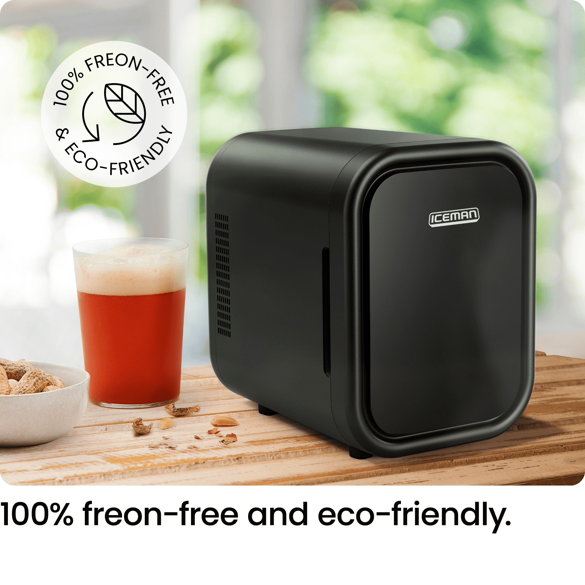 ICEMAN Portable Mini Fridge w/ 6 12oz Can Capacity, Cools and Heats, Car Plug Included - Black, New