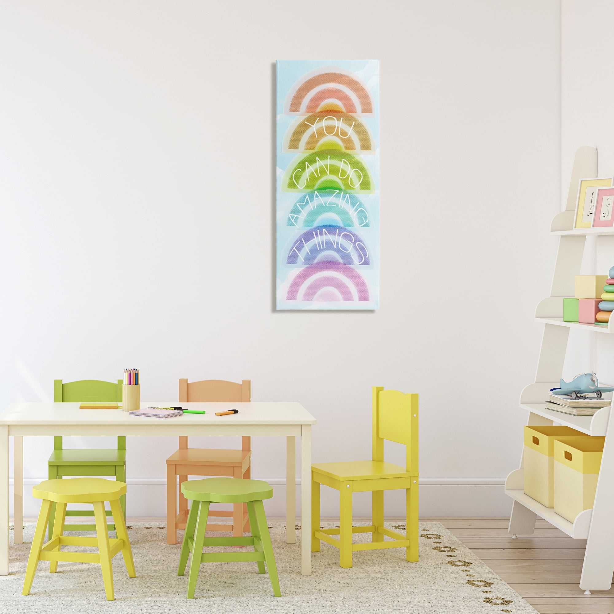 Stupell Industries Amazing Things Rainbow Encouragement Canvas Wall Art, design by Lil' Rue