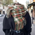 thumbnail image 6 of Splozh Women Chunky Scarf Women Winter Tartan Scarf Ladies Warm Blanket Pashmina Shawl Dark Green,One Size, 6 of 7
